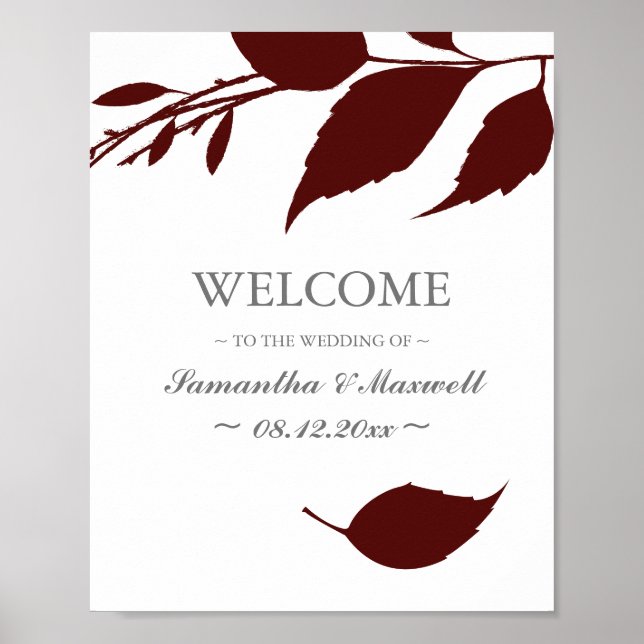 Affiche Fall Folift Bourgogne Mariage Feuille Bienvenue (Devant)
