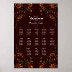 Affiche Fall Gothic Wedding Rustic Orange Maroon