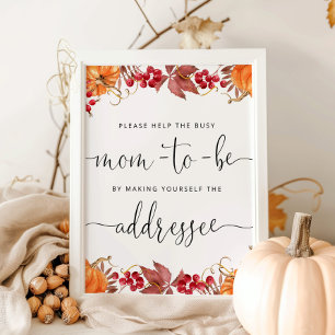 Affiche Fall Help the Busy Mom-to-Be Address an Envelope P