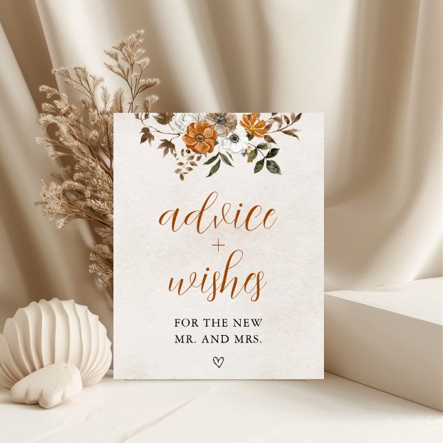 Affiche Fall in Love | Advice & Wishes Bridal Shower Sign (Créateur téléchargé)