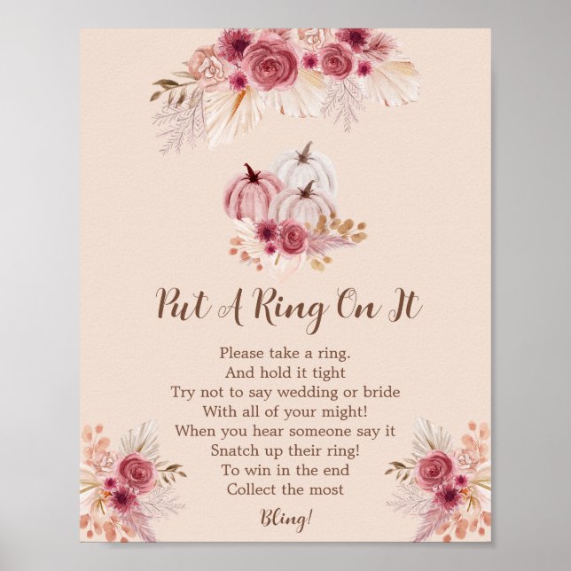 Affiche Fall In Love Boho Pumpkin Put A Ring On It Game (Devant)