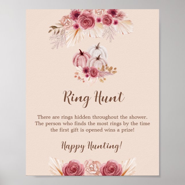 Affiche Fall In Love Elegant Ring Hunt Bridal Shower Game (Devant)