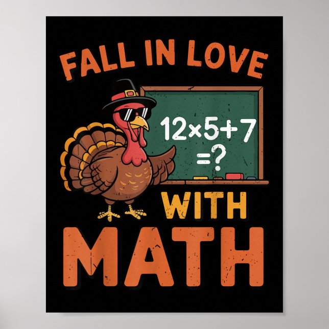 Affiche Fall In Love With Math 67 Turkey Math Teacher Than (Devant)