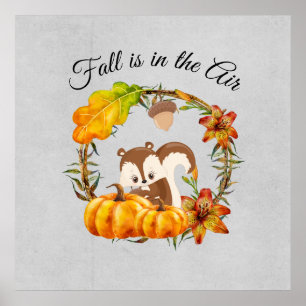 Affiche Fall is in the Air Typography with Squirrel
