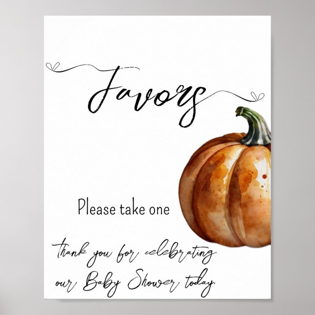 Affiche Fall Little Citrouille Baby shower Faveurs (Devant)