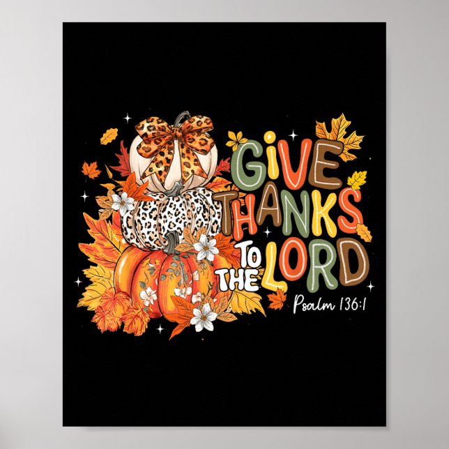 Affiche Fall Pumpkin Thanksgiving Christian Give Thanks To (Devant)