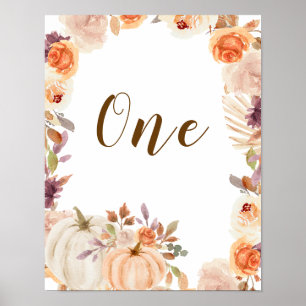 Affiche Fall Rustic Boho Citrouille Onedert Numéro de tabl