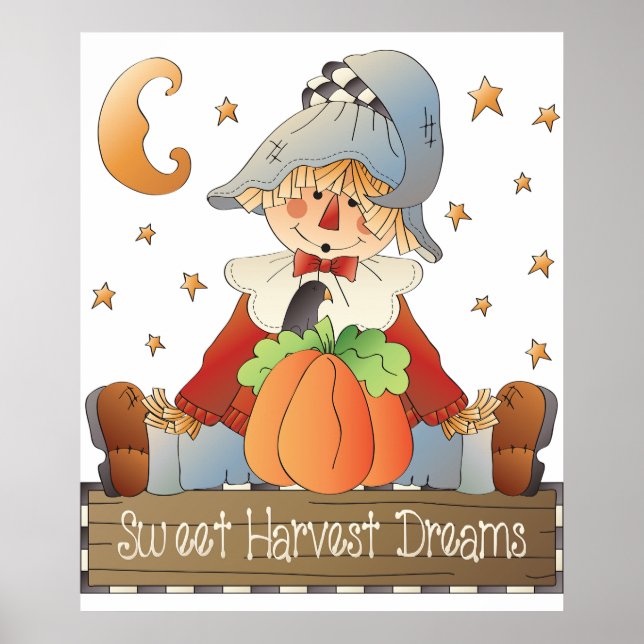 Affiche Fall Scarecrow Sweet Harvest Dreams (Devant)