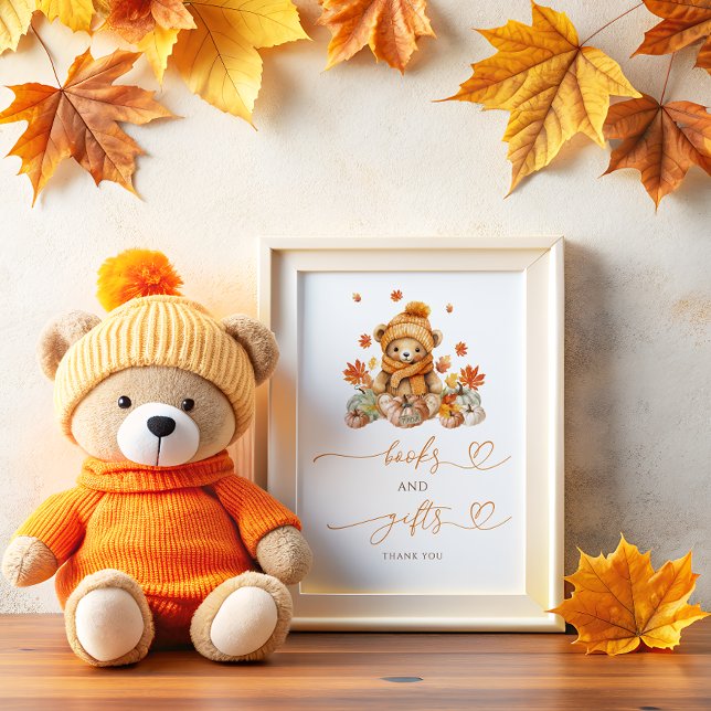Affiche Fall Teddy Bear et des livres et cadeaux Citrouill (Créateur téléchargé)