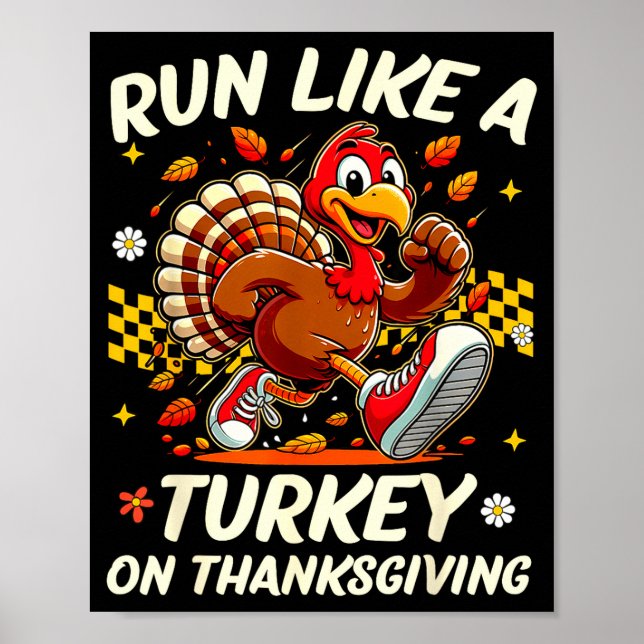 Affiche Fall Vibes Turkey Trot Run Like A Turkey On Thanks (Devant)
