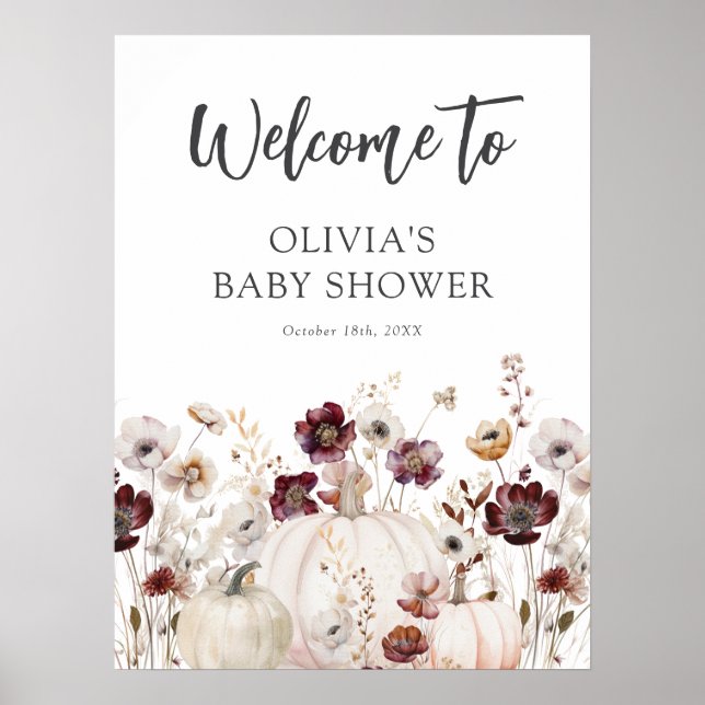 Affiche Fall Wildflower Baby Shower Welcome Sign (Devant)