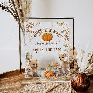 Affiche Fall Woodland Little Citrouille jeu de Baby shower