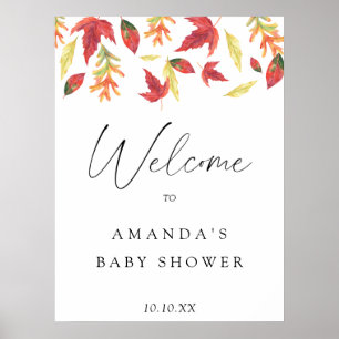 Affiche Falling feuille automne accueil baby shower fête