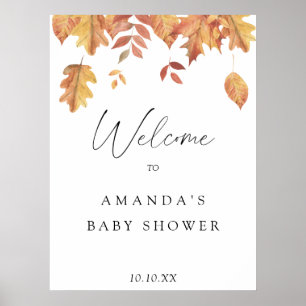 Affiche Falling feuille automne accueil baby shower fête