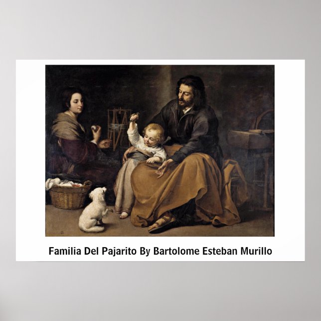 Affiche Familia Del Pajarito Par Bartolome Esteban Murillo (Devant)