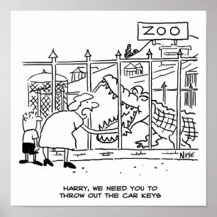 Affiche Famille au Zoo. Papa avalé par Alligator