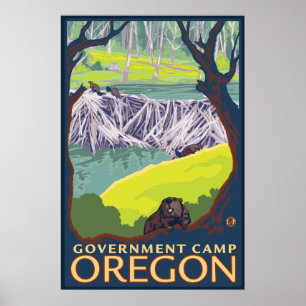 Affiche Famille Beaver - Camp du gouvernement, Oregon