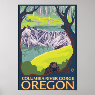 Affiche Famille Beaver - Columbia River Gorge, Oregon