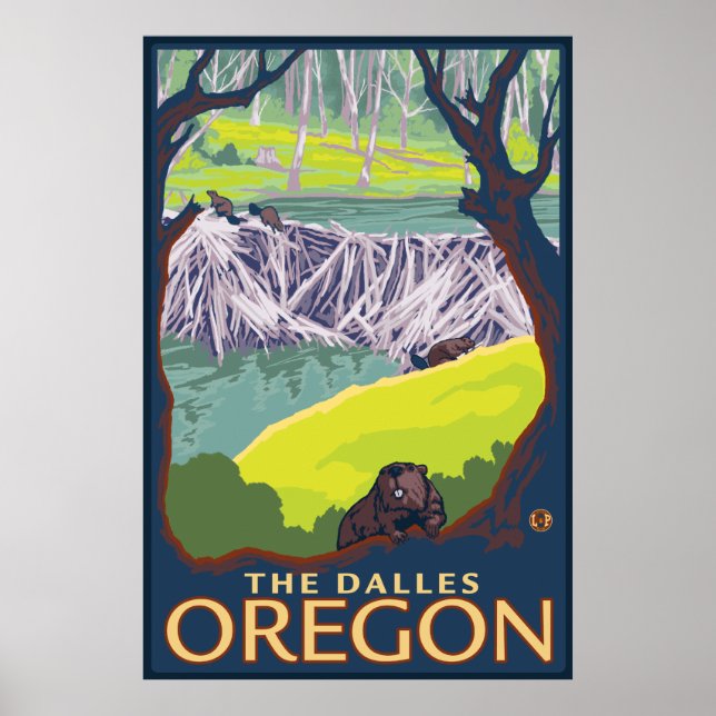 Affiche Famille Beaver - Les Dalles, Oregon (Devant)