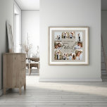 Affiche Famille beige élégant moderne minimaliste collage<br><div class="desc">Écriture de famille élégant moderne minimaliste noir et beige collage photo personnalisé lignes simples propres imprimé cadeau de famille.</div>