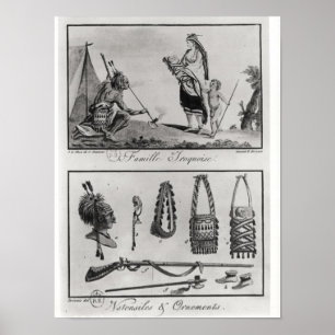 Affiche Famille, bras et ornements Iroquois