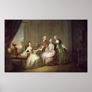 Affiche Famille dans un intérieur avec des écureuils