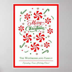 Affiche Famille de bonbons de menthe de Noël personnalisée