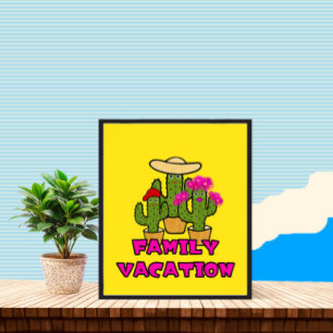 Affiche Famille de cactus verts mignons