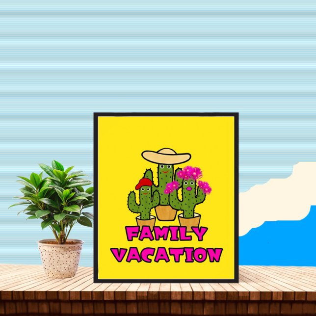 Affiche Famille de cactus verts mignons (Créateur téléchargé)