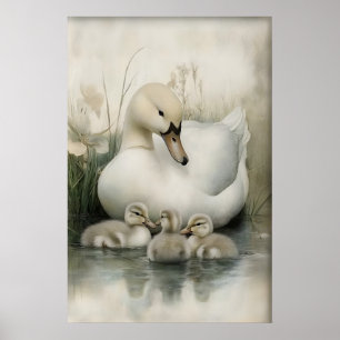 Affiche Famille de canards antiques impression, Oie Minima