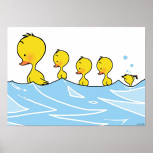 Affiche Famille de canards de natation
