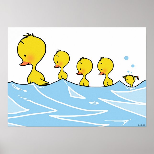 Affiche Famille de canards de natation (Devant)