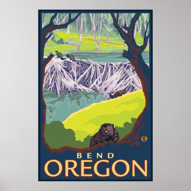 Affiche Famille de castors - Bend, Oregon (Devant)