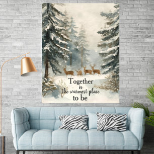 Affiche Famille de cerfs personnalisée dans une forêt enne