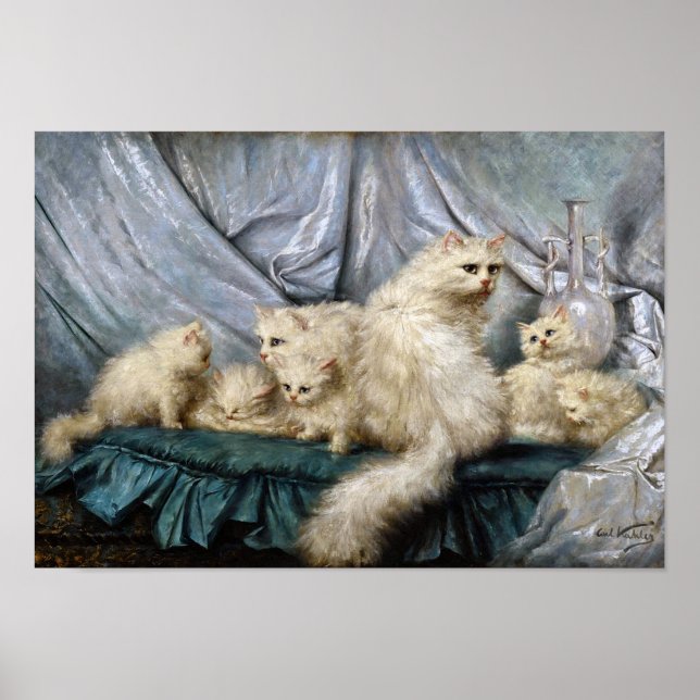 Affiche Famille de chats blancs, Carl Kahler (Devant)