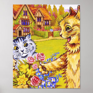 Affiche Famille De Chats Dans Le Jardin Louis Wain