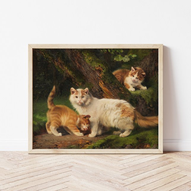 Affiche Famille de chats en train de jouer | Julius Adam l (Créateur téléchargé)