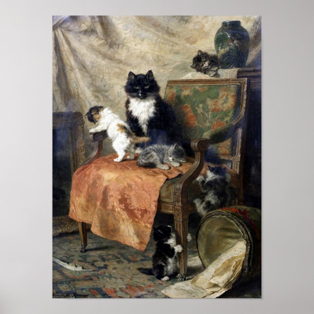 Affiche Famille de chats, Henriëtte Ronner-Knip (Devant)