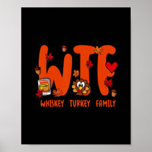 Affiche Famille de dinde de vin de citrouille de feuilles