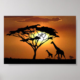 Affiche famille de girafe
