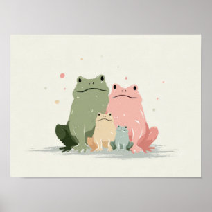Affiche Famille de grenouilles – Jolie illustration fantai