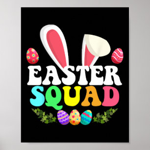 Affiche Famille de l'équipe de Pâques jumelant lapin OEuf