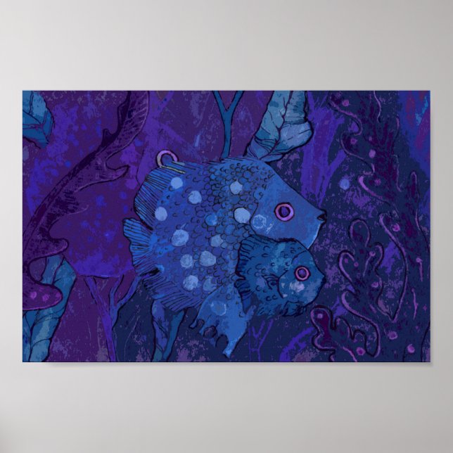 Affiche Famille de poissons, Océan sous-marin Animal Art M (Devant)