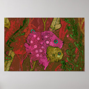 Affiche Famille de poissons sous l'océan Océan Animal Art 