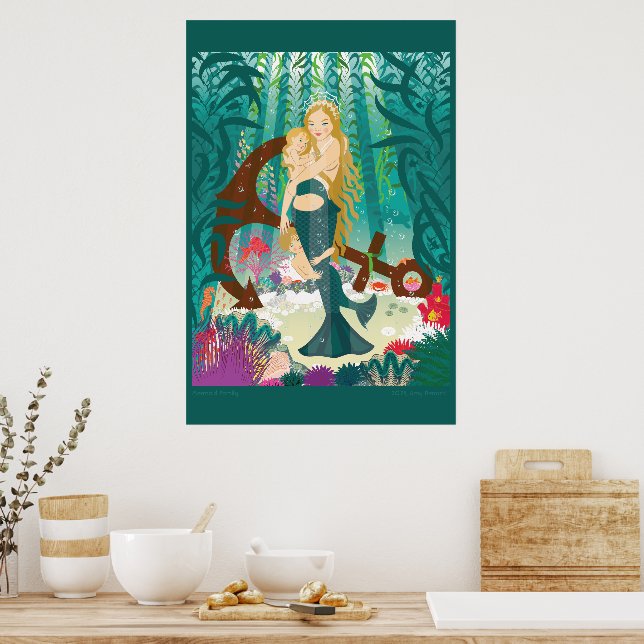 Affiche Famille de sirènes (blondes noires) (Cuisine)