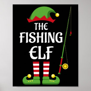 Affiche Famille d'elfe de pêche Groupe de Noël à assortir 