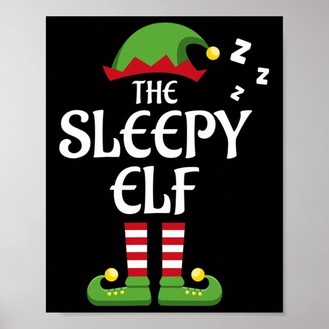 Affiche Famille d'elfes endormis groupe assorti Noël  (Devant)