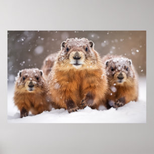 Affiche Famille des animaux marmottes errer Nature