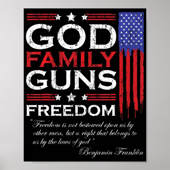 AFFICHE FAMILLE DIEU ARMES ET LIBERTÉ CHRISTIAN MAGA TRUMP (Devant)