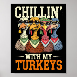 Affiche Famille drôle de Thanksgiving - Chillin avec ma di